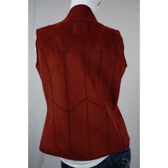 Outback Trading Company Faux Suede Fleece Lined Front Zip Vest Women’s Size S - Picture 5 of 9